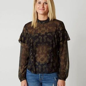 Lucky Brand XL Long Sleeve Sheer Top NWT
